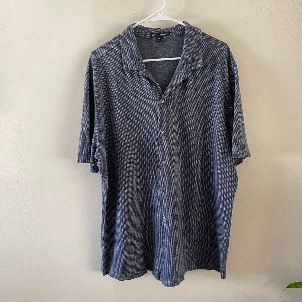 Robert Barakett | Mens XXL Carson Knit Shirt Blue Short Sleeve Casual Luxe